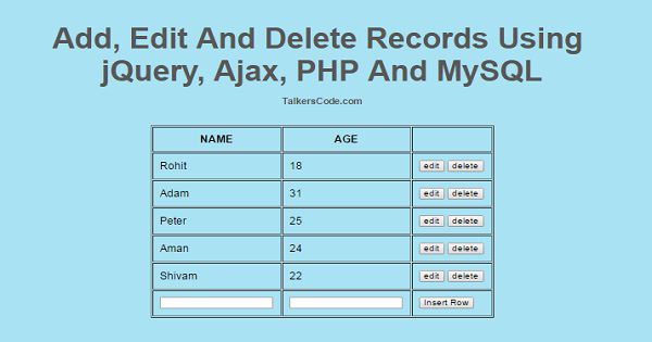 worst Rotten calculator Add, Edit And Delete Records Using jQuery, Ajax, PHP And MySQL