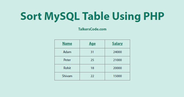 php mysql table