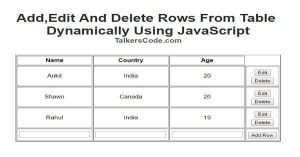 Add,Edit And Delete Rows From Table Dynamically Using JavaScript