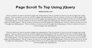 Page Scroll To Top Using jQuery