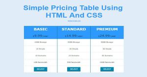 Simple Pricing Table Using HTML And CSS
