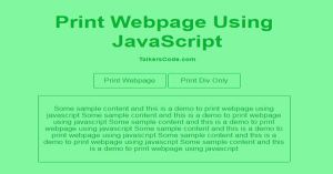 Print Webpage Using JavaScript