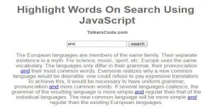 Highlight Words On Search Using JavaScript