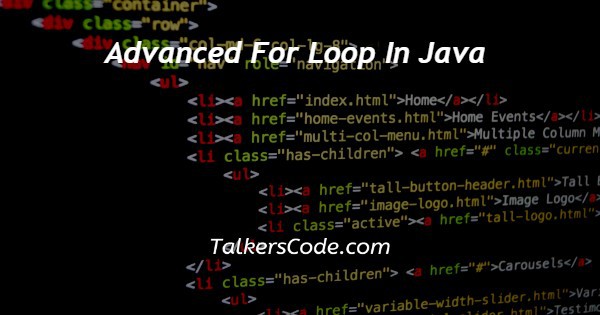 Advanced For Loop In Java