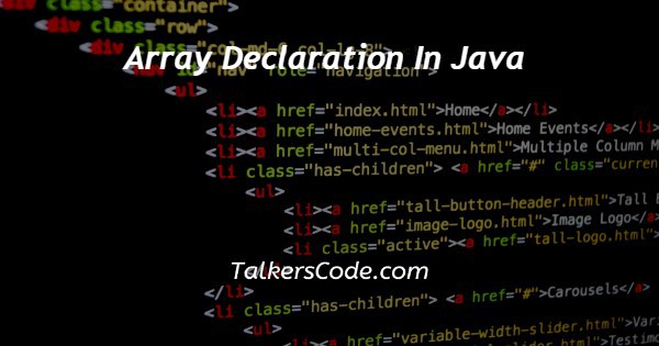 Array Declaration In Java