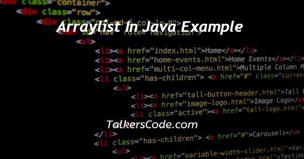 Arraylist In Java Example
