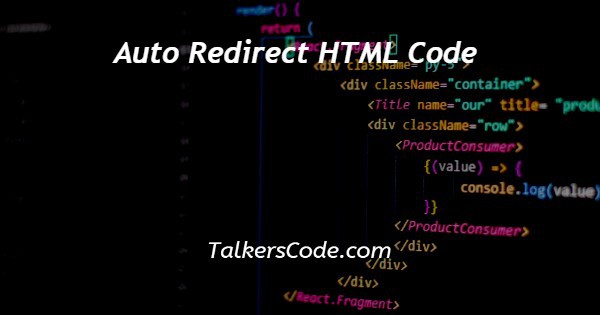 Auto Redirect HTML Code