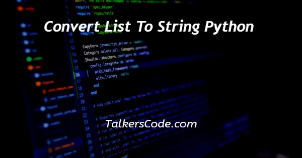 Convert List To String Python