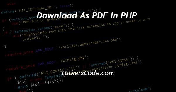 Download As PDF In PHP