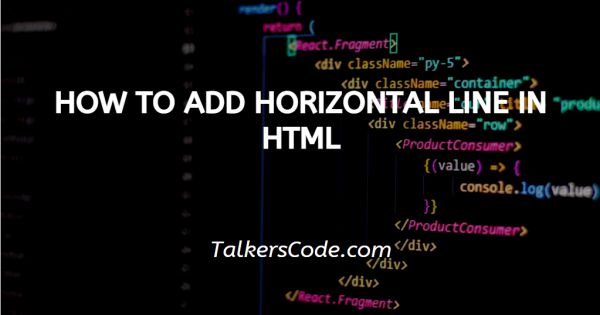 How To Add Horizontal Line In HTML