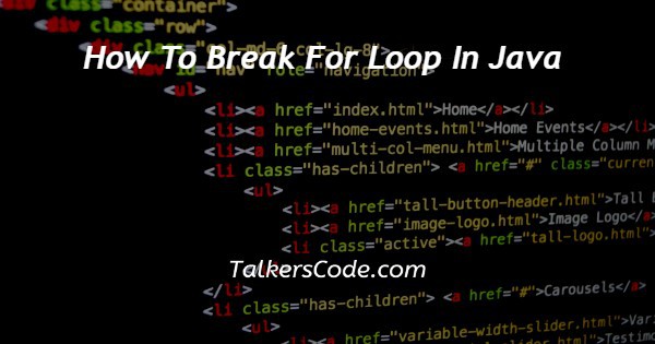 How To Break For Loop In Java
