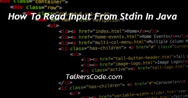 How To Read Input From Stdin In Java
