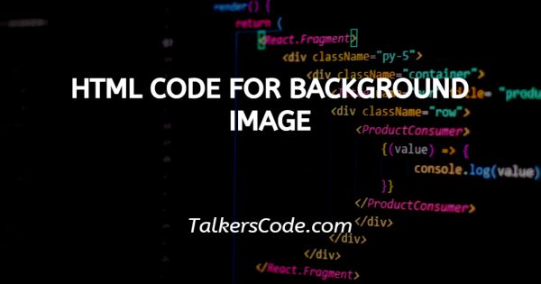 HTML Code For Background Image