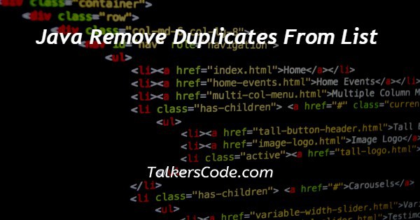 Java Remove Duplicates From List
