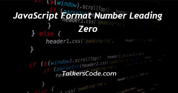 JavaScript Format Number Leading Zero