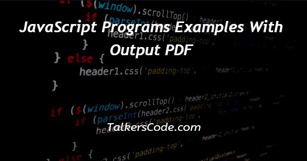 JavaScript Programs Examples With Output PDF