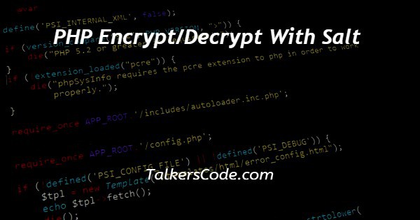 PHP Encrypt/Decrypt With Salt