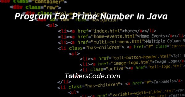 Program For Prime Number In Java