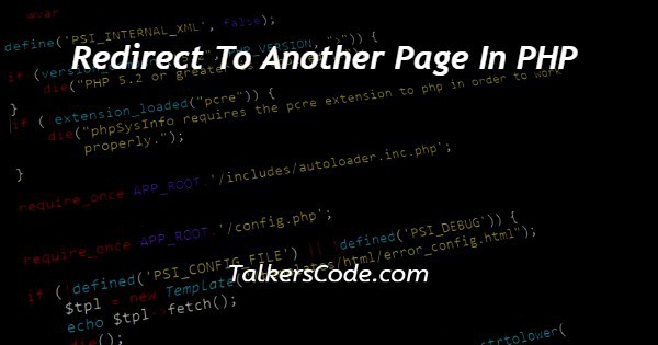 Redirect To Another Page In PHP