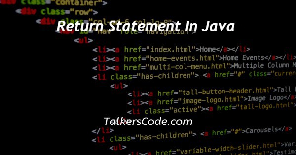 Return Statement In Java