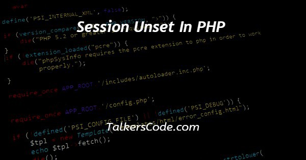 Session Unset In PHP