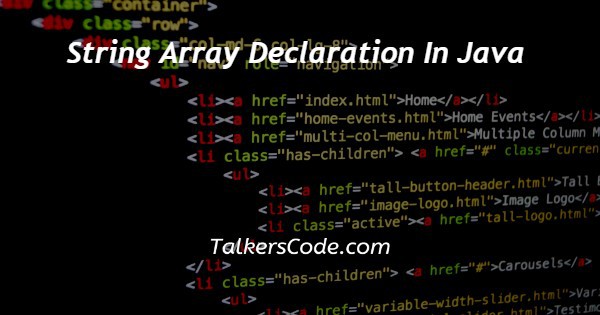 String Array Declaration In Java