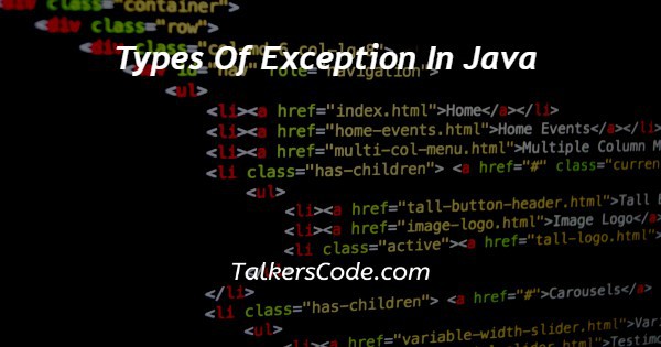 Types Of Exception In Java