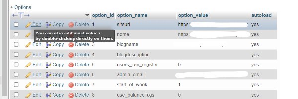 wordpress change admin url in database