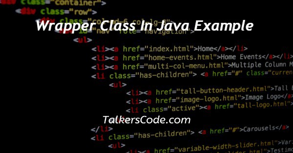 Wrapper Class In Java Example
