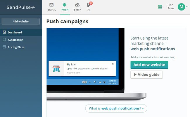 SendPulse Review - Increase Website Traffic Using Web Push Notifications