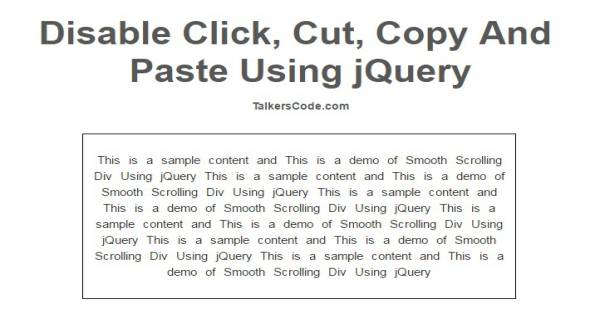 Disable Click, Cut, Copy And Paste Using jQuery