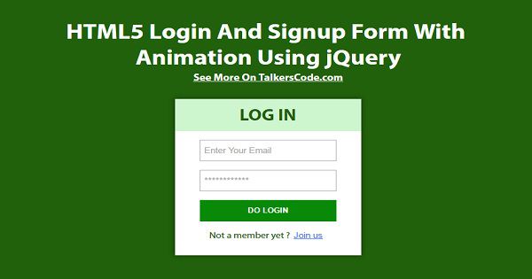 HTML5 Login And Signup Form With Animation Using jQuery