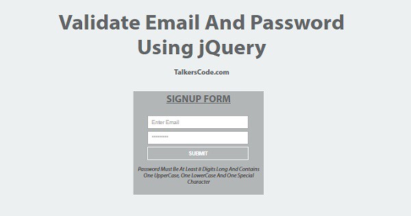Validate Email And Password Using jQuery