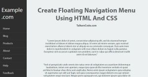 Create Floating Navigation Menu Using HTML And CSS