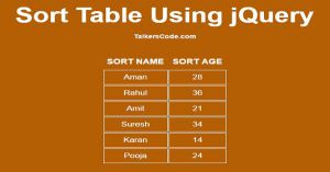 Sort Table Using jQuery